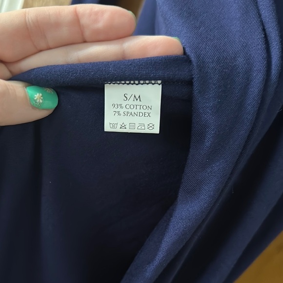 Navy Blue V-Neck Asymmetrical Women's Top - Picture 3 of 6